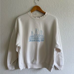 White Sweatshirt with embroidered Sailboat Design